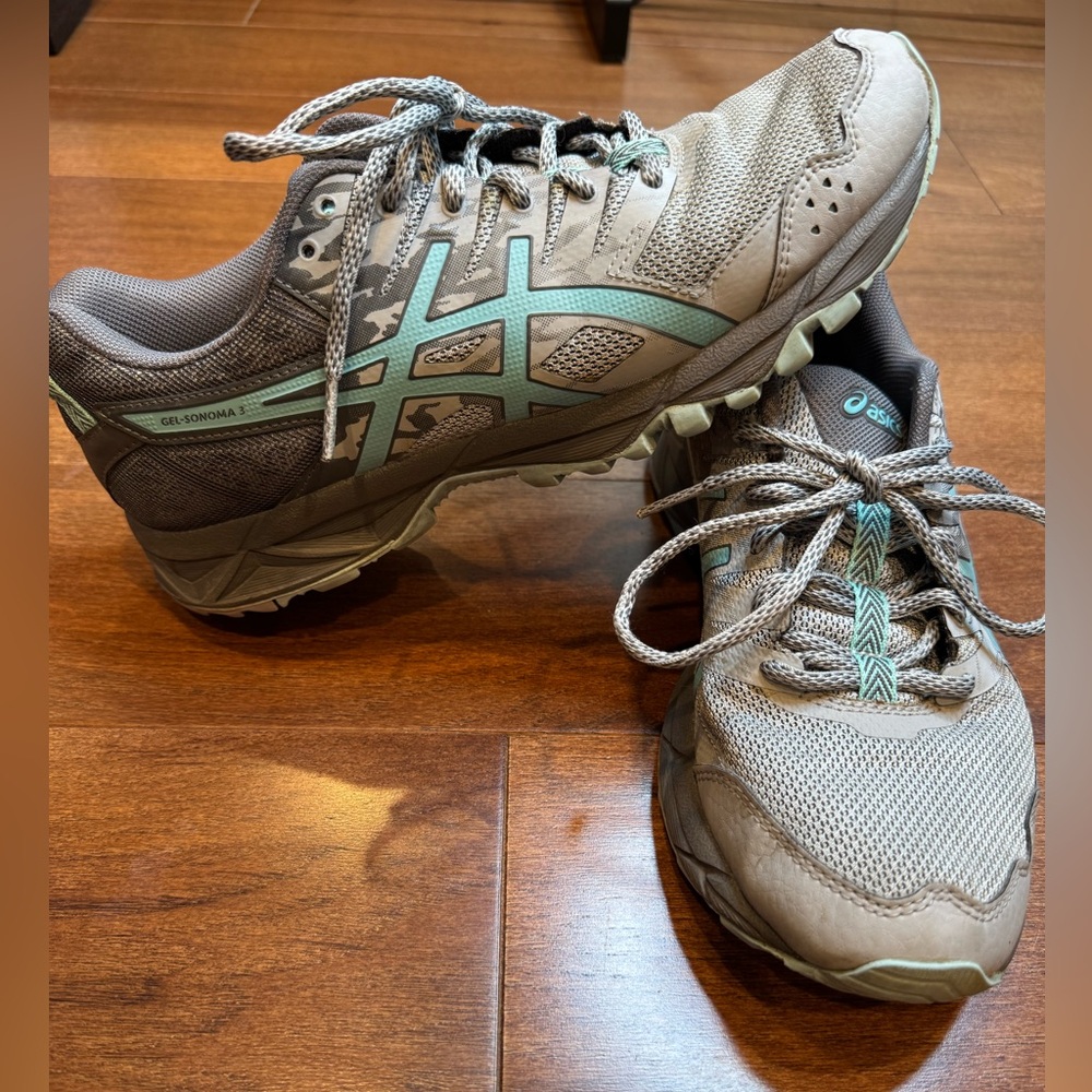 ASICS Women's Gel-Sonoma 3 Gray and Turquoise Running Shoes - Picture 9 of 10